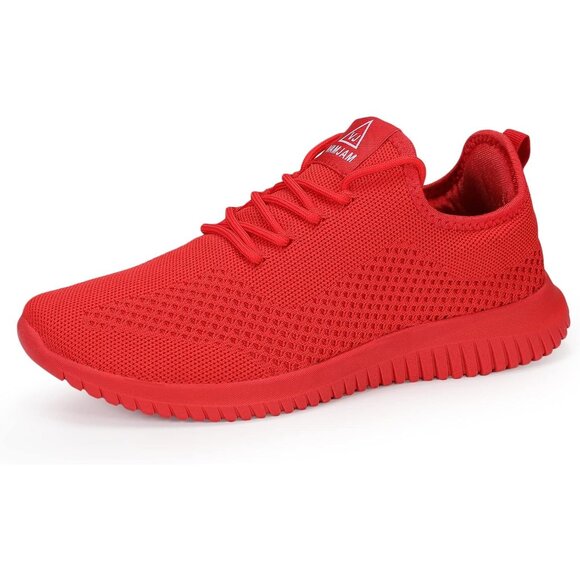 Men's Red Ultra Lightweight Breathable Walking Athletic Fashion Sneakers